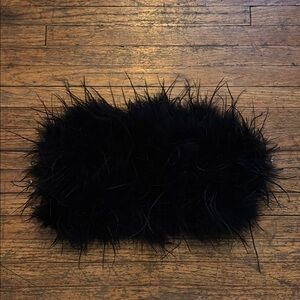 Elegant Black Feathered Clutch